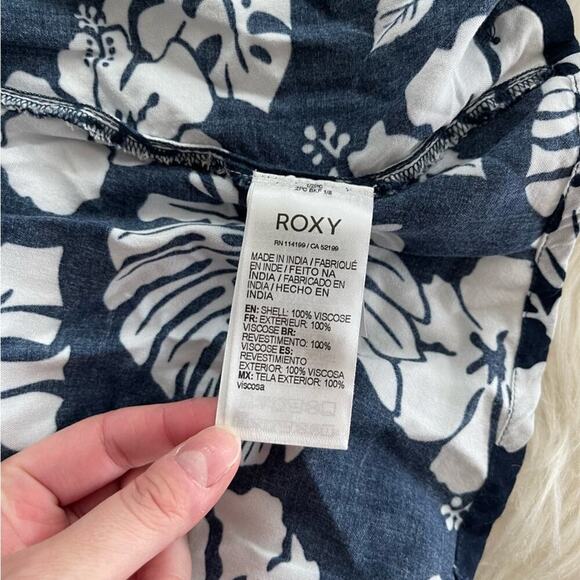 New Roxy Ocean Echo Navy Tropical Floral Button Down Maxi Dress - Picture 7 of 7